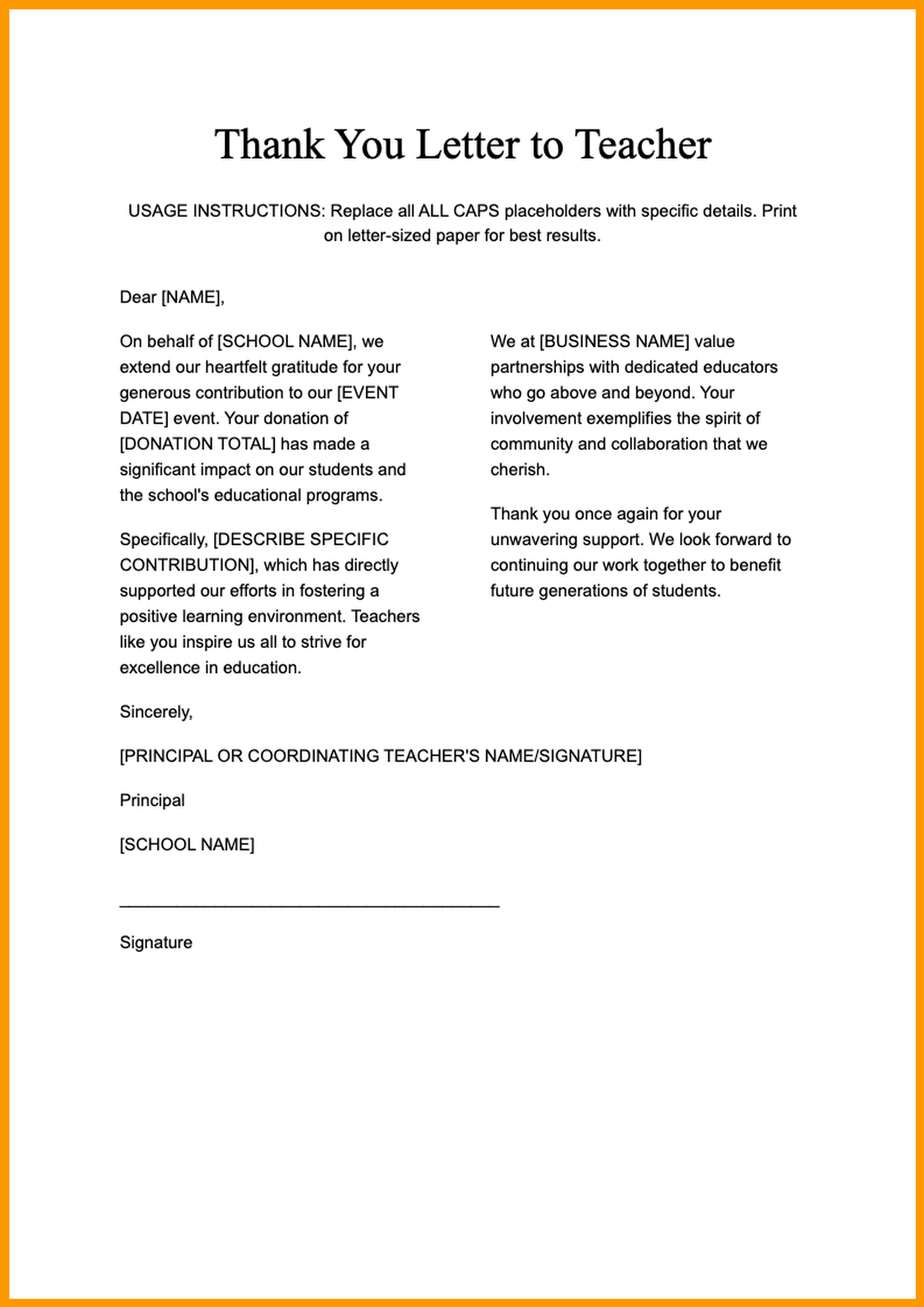 Sample thank you letter for event sponsors and volunteers with donation details_variant_1